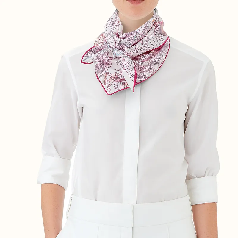 HERMES Silk Scarves Women's Fuchsia-1