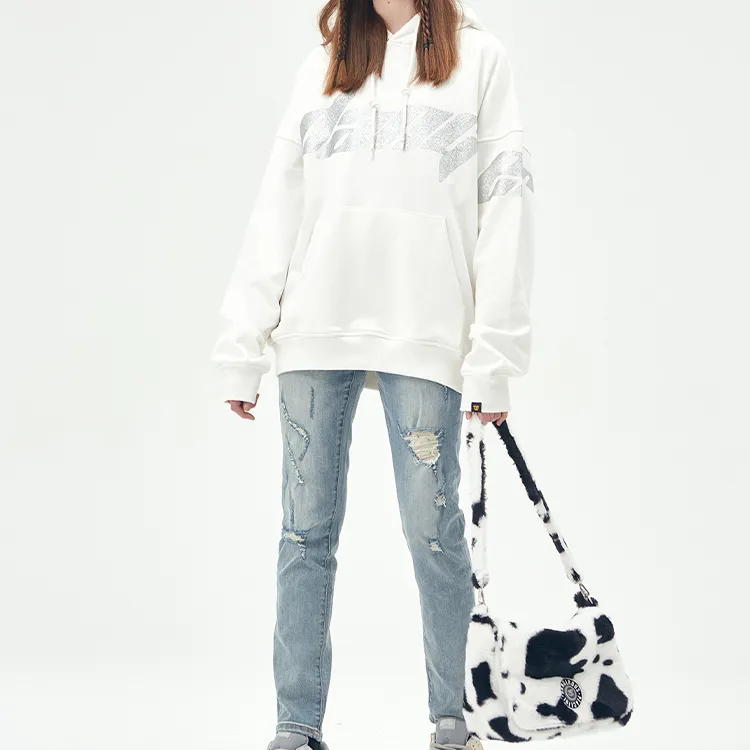 DANGEROUSPEOPLE Rabbit Hair Shoulder Bag Small Size Unisex Black White-5