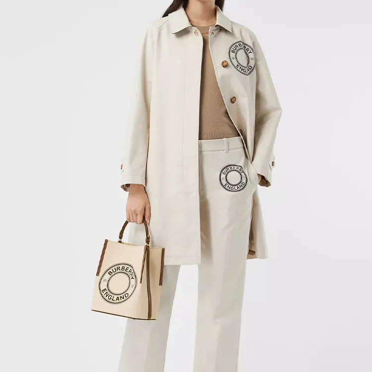 Burberry Cotton Canvas Bag, Bucket Bag, Shoulder Bag, Crossbody Bag, Handbag Small Size Women's Natural/Tan-6