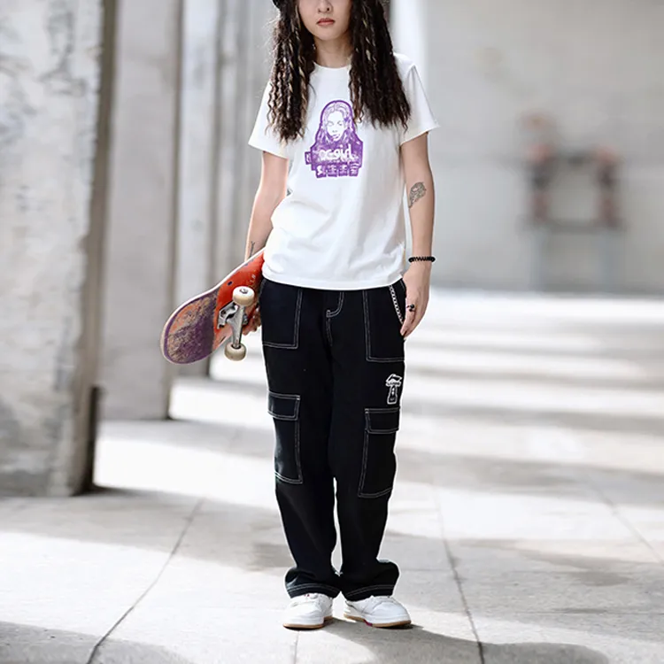 X-girl X LINING T-Shirts Women's Mist White-5