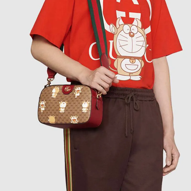 GUCCI Canvas With Leather Camera Bag, Shoulder Bag, Crossbody Bag Unisex-8