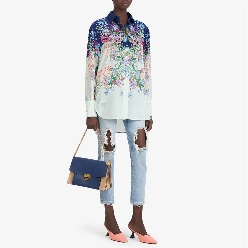 Givenchy Shoulder Strap Shoulder Bag Medium Size Women's Blue/Camel-6