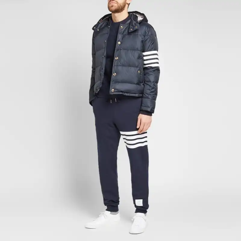 THOM BROWNE 4 Bar Hooded Buttoned Jacket-4