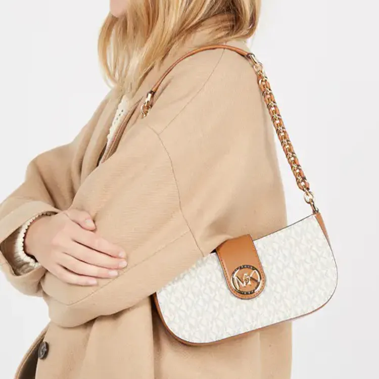 MICHAEL KORS Carmen Shoulder Bag, Crescent Bag, Shoulder Bag Women's Vanilla-5
