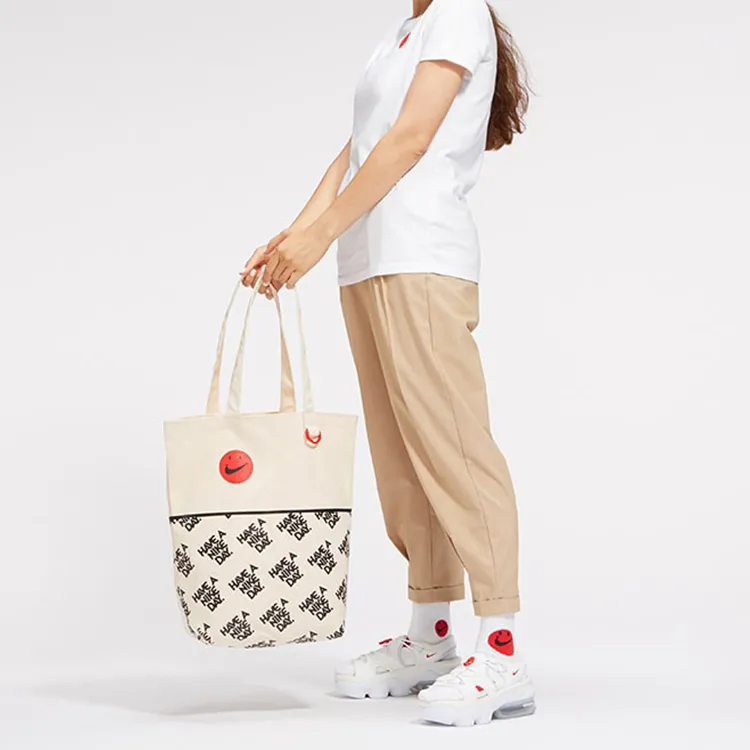 Nike Heritage Cotton Tote Bag Shopping Bag Totes Handbags Regular Unisex Natural Black-4