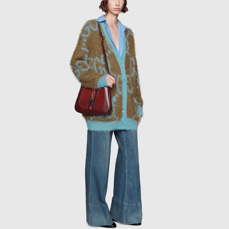 GUCCI Sweater Women's Blue Brown Multicolor-4