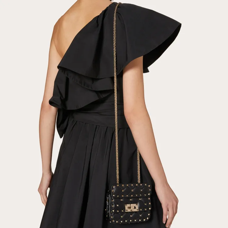 Valentino ROCKSTUD SPIKE Nappa Sheepskin Clutch, Crossbody Bag, Shoulder Bag Mini Women's Black-5