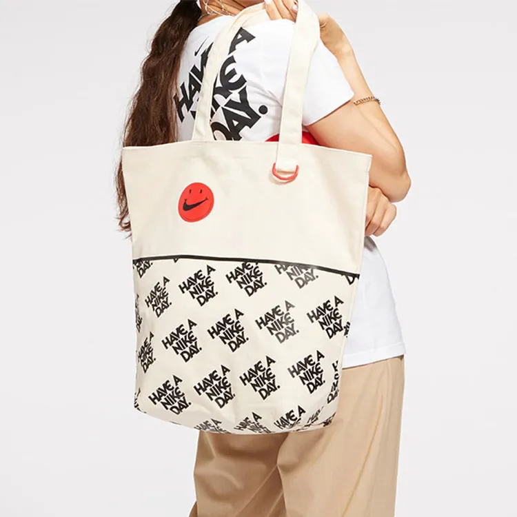 Nike Heritage Cotton Tote Bag Shopping Bag Totes Handbags Regular Unisex Natural Black-5