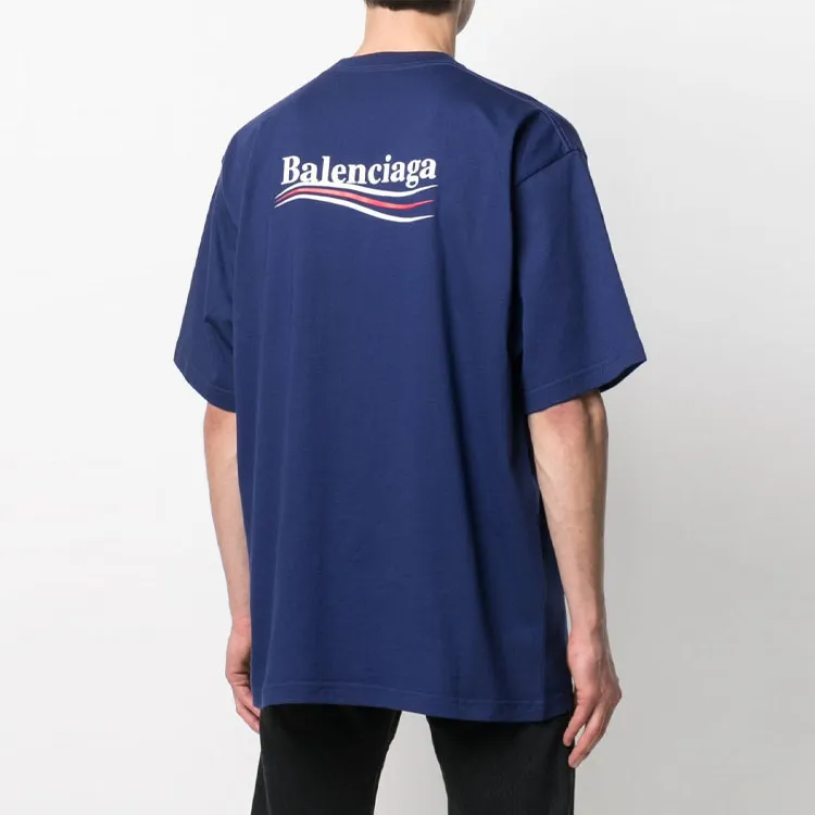 Balenciaga Political Campaign Oversized T-Shirt Dark Blue/Multi-4