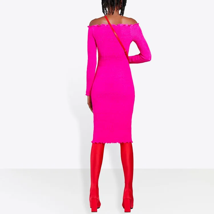 Balenciaga Smocked Mini Dress 'Lipstick Pink'-2