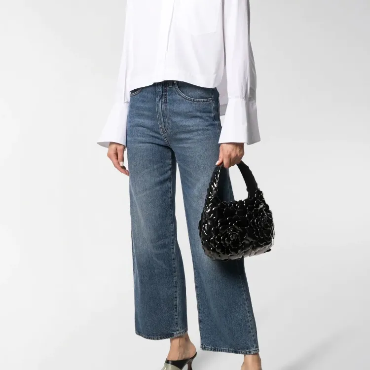 Valentino Atelier Leather Petal Hobo Bag, Dumpling Bag, One Shoulder Handbag Trumpets Women's Black-3