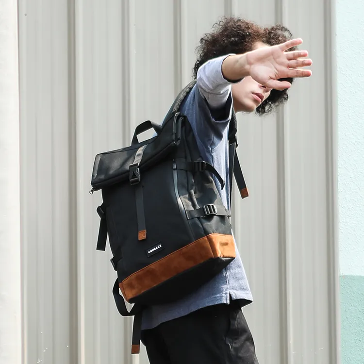 COMBACK Polyamide Laptop Bag Backpack Tubas Unisex Black/Earth Yellow-6