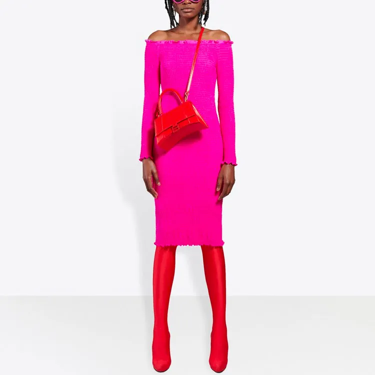 Balenciaga Smocked Mini Dress 'Lipstick Pink'-3