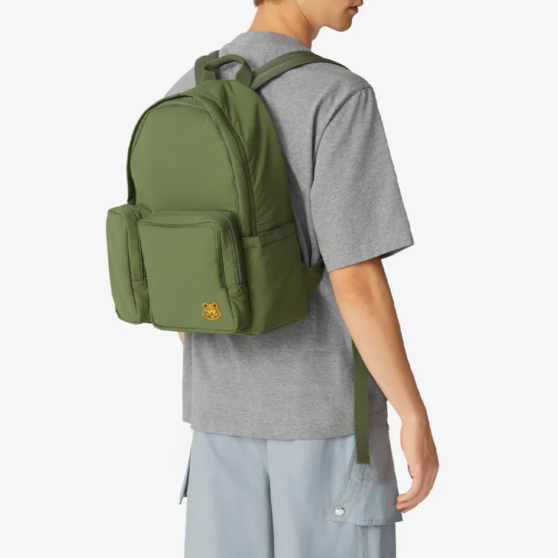 KENZO Nylon Fabric Backpack Unisex Khaki Green-3