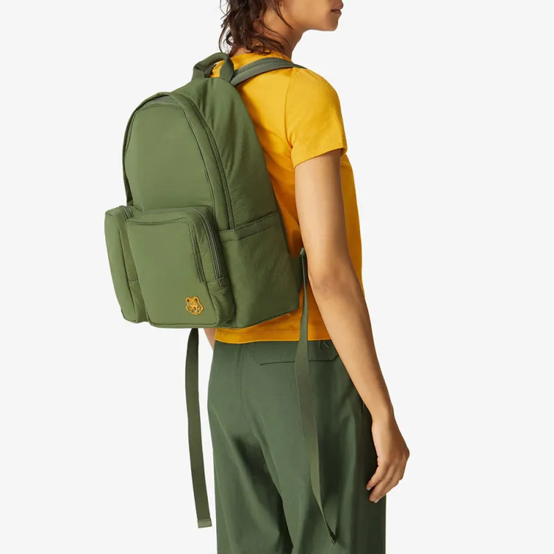 KENZO Nylon Fabric Backpack Unisex Khaki Green-2