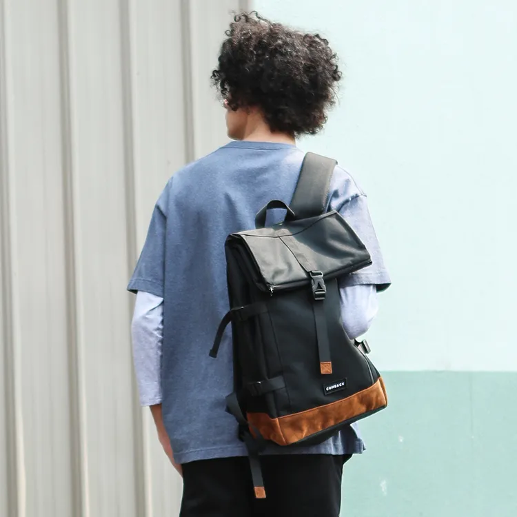 COMBACK Polyamide Laptop Bag Backpack Tubas Unisex Black/Earth Yellow-4
