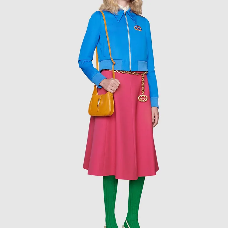 GUCCI Jackie 1961 Leather Crescent Shoulder Bag Shoulder Bag Crossbody Bag Women's Yellow-11