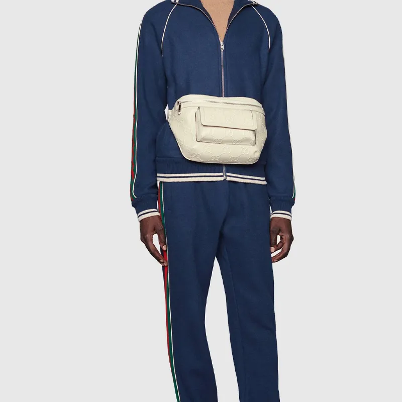 GUCCI Leather Fanny Pack Sling Bags Regular Men's White-7