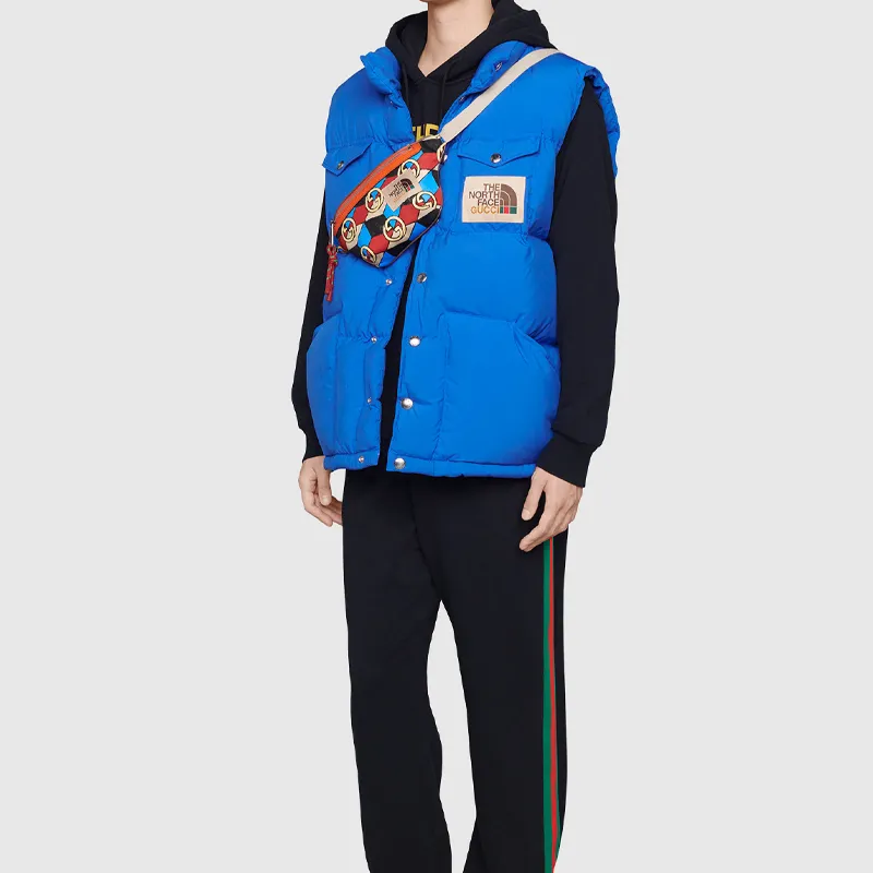 GUCCI The North Face Collaboration Nylon With Leather Sling Bag, Fanny Pack Unisex Multicolor-10