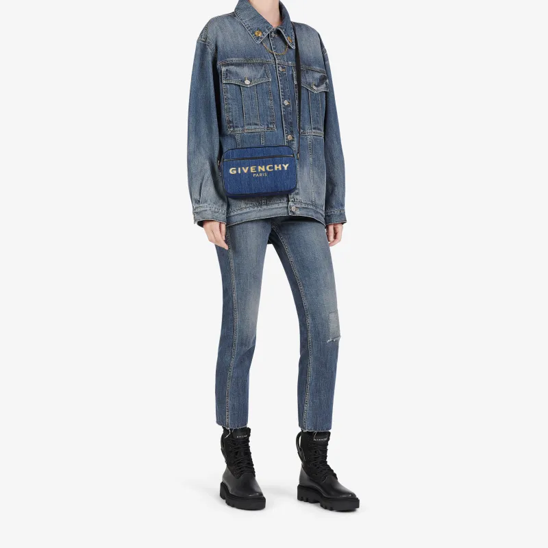 Givenchy BOND Denim Fabric Camera Bags Crossbody Bag Shoulder Bag Women's Denim Blue-4