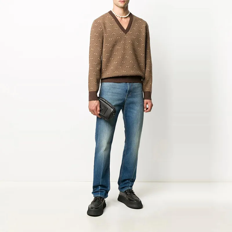 GUCCI Cashmere Sweaters Men Brown-2