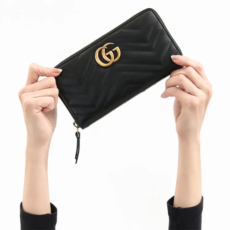 GUCCI GG Marmont Artificial Leather Wallet Women's Black-4