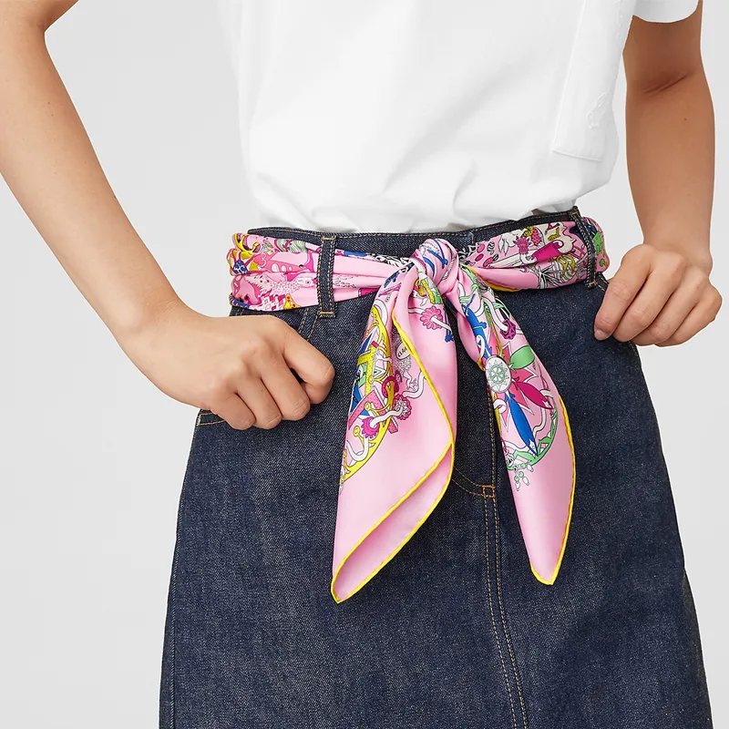 HERMES Silk Scarves Women's Pink-1