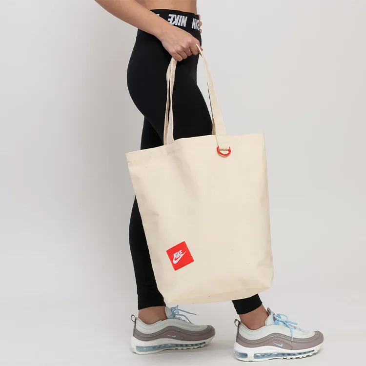 Nike Heritage Cotton Tote Bag Shopping Bag Handbag Regular Unisex Orange Natural-3