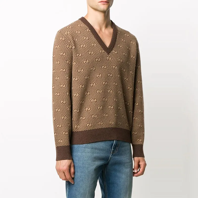 GUCCI Cashmere Sweaters Men Brown-3