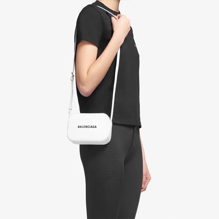 Balenciaga Grained Calfskin Camera Bags Crossbody Bag Shoulder Bag Unisex White-5