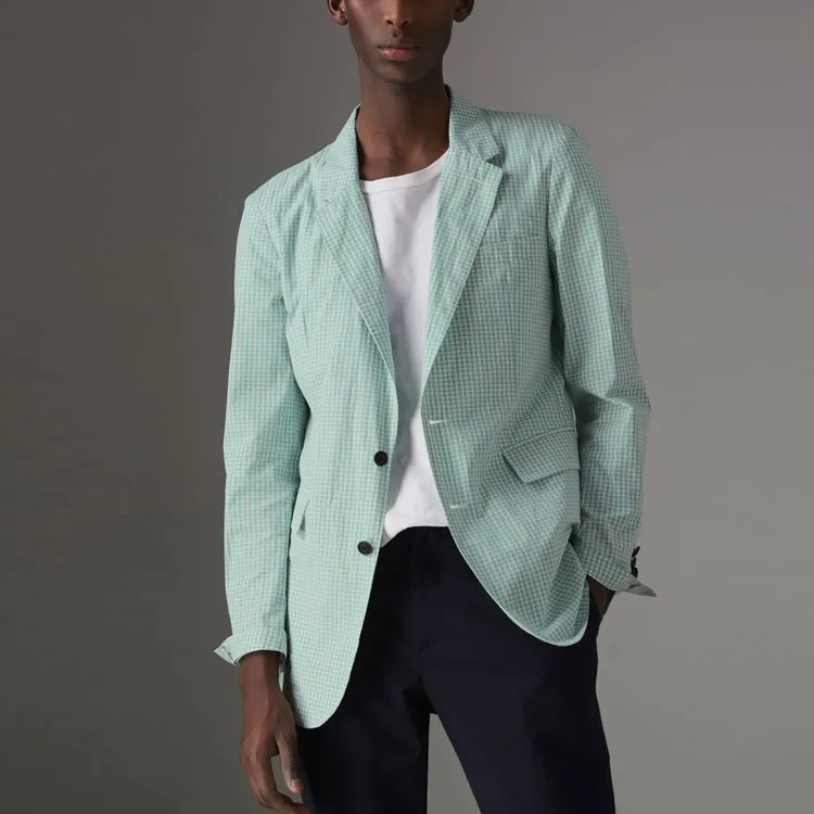Burberry Business Suits Men White Green Multicolor-3