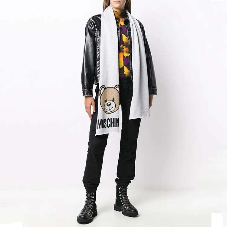 MOSCHINO Knit Scarves Unisex Gray-2