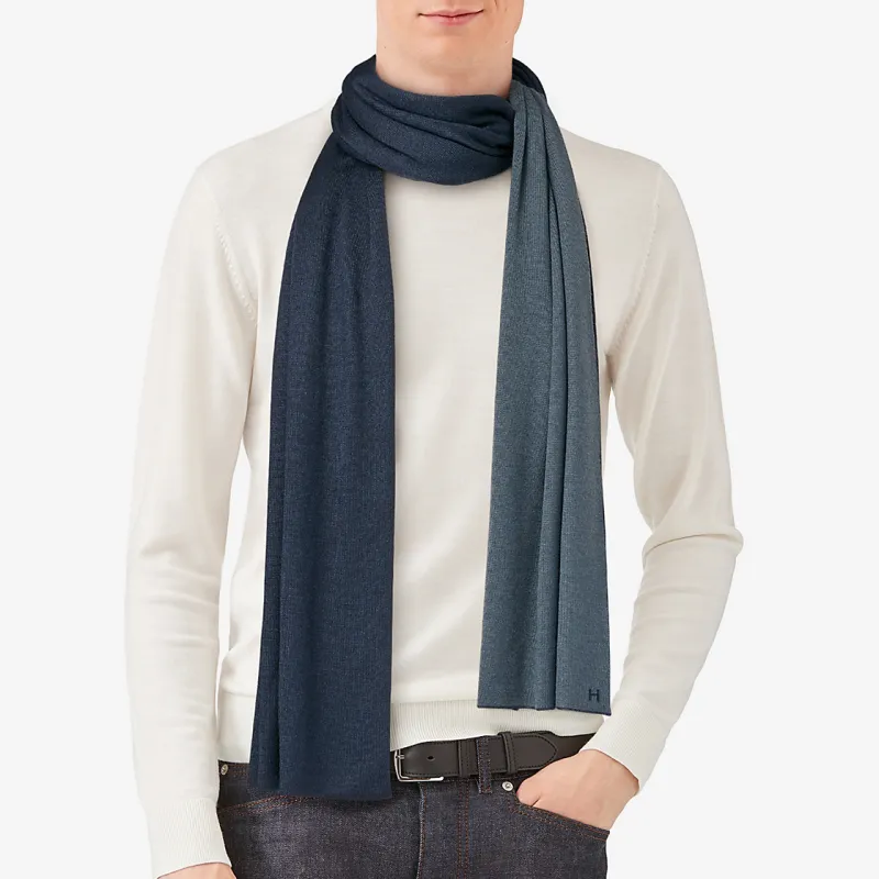 HERMES Double Sided Knit Scarves Unisex-1