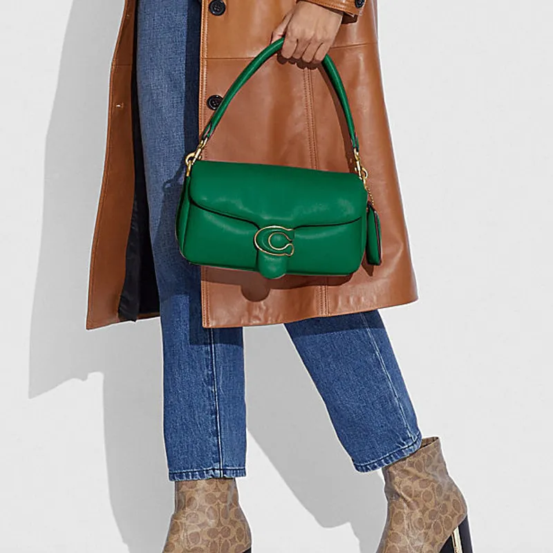 COACH Tabby Sheepskin Leather Portable Crossbody Bag, Shoulder Bag Women's Green-4