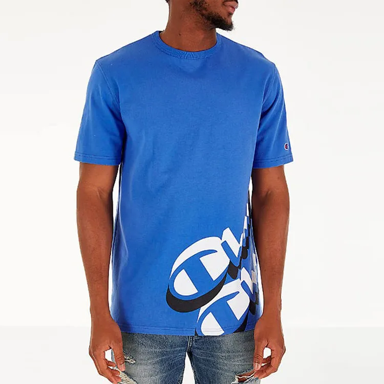Champion Straight T Shirt US Version Unisex Royal Blue-1