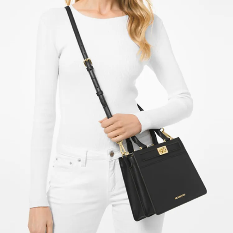 MICHAEL KORS MICHAEL KORS Handbag Collection Tatiana Leather Crossbody Bag Medium Size Women's Black-5