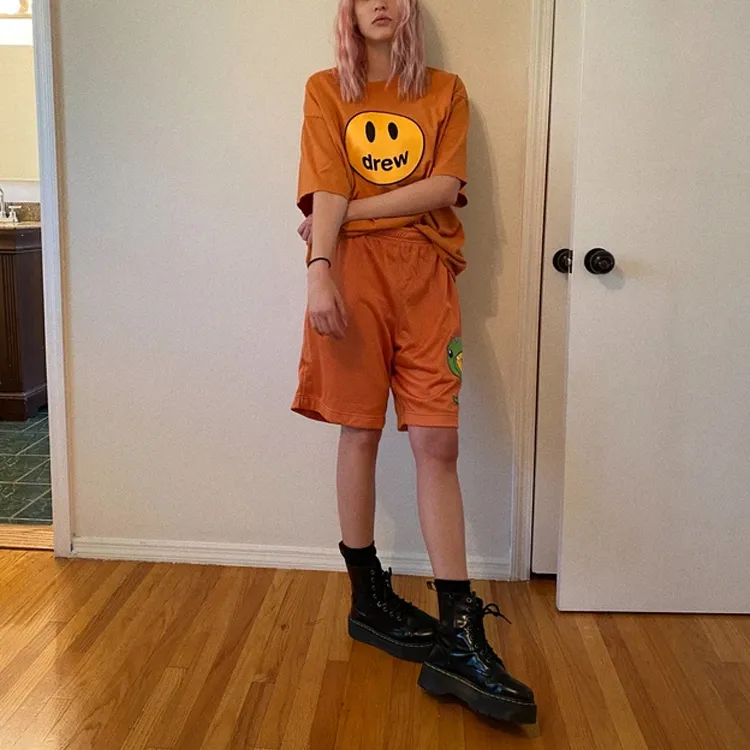 Drew House Smiley Collection T Shirts Unisex Caramel Orange-1