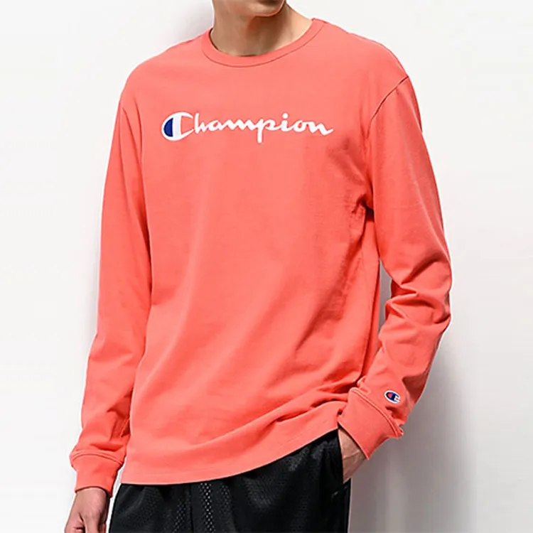 Champion Long Sleeved T Shirt US Version Men's Orange Red-1