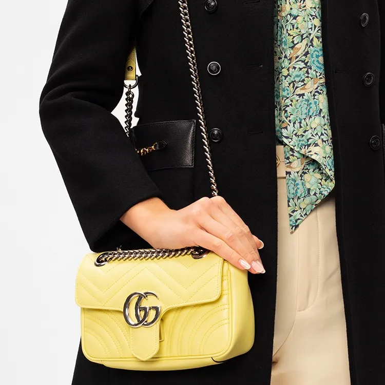 GUCCI GG Marmont Quilted Leather Shoulder Bag, Crossbody Bag Mini Women's Yellow/Candy Color/Unicorn Color-4