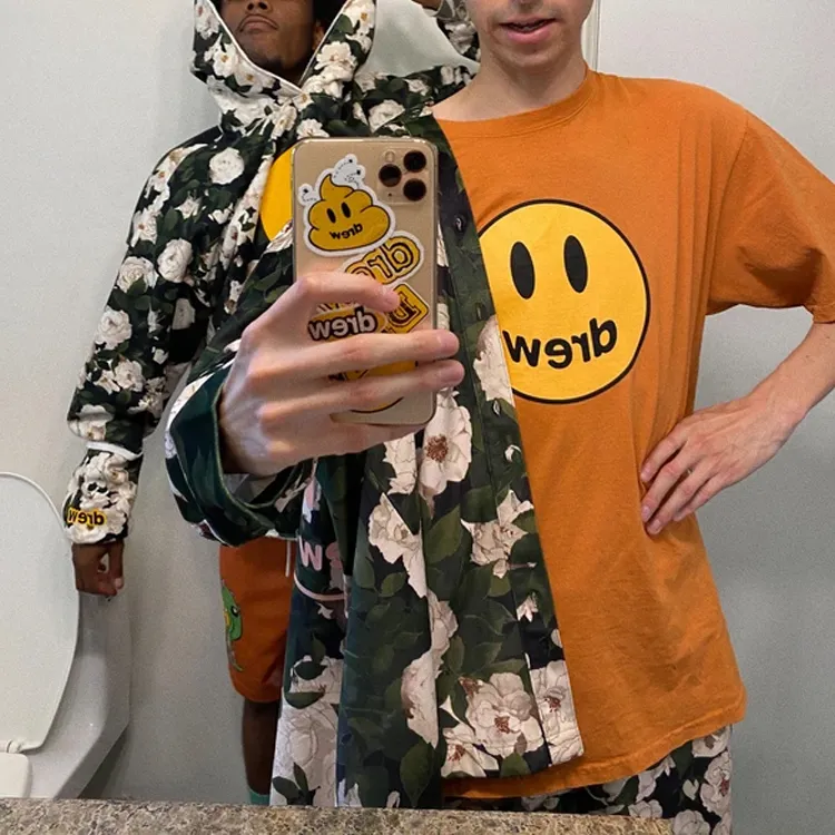 Drew House Smiley Collection T Shirts Unisex Caramel Orange-3
