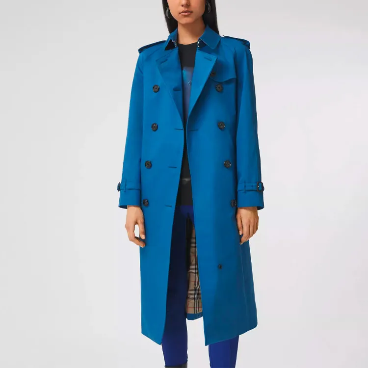 Burberry Trench Coats Women's Dark Sky Blue-5