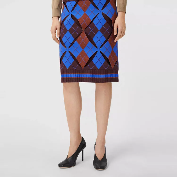 Burberry Casual Long Skirts Women's Bright Blue-3
