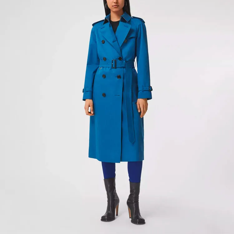 Burberry Trench Coats Women's Dark Sky Blue-2