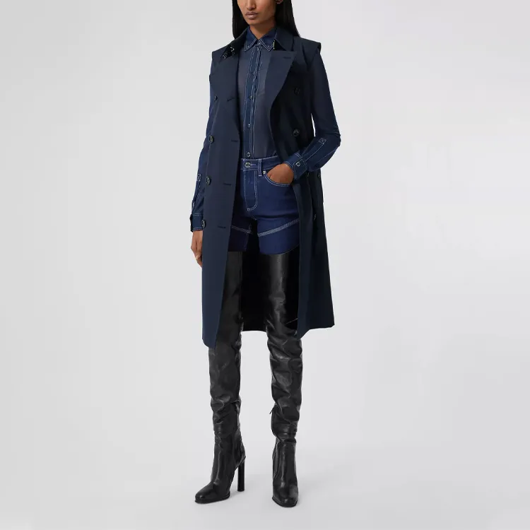 Burberry Trench Coats Women's Midnight Blue-3