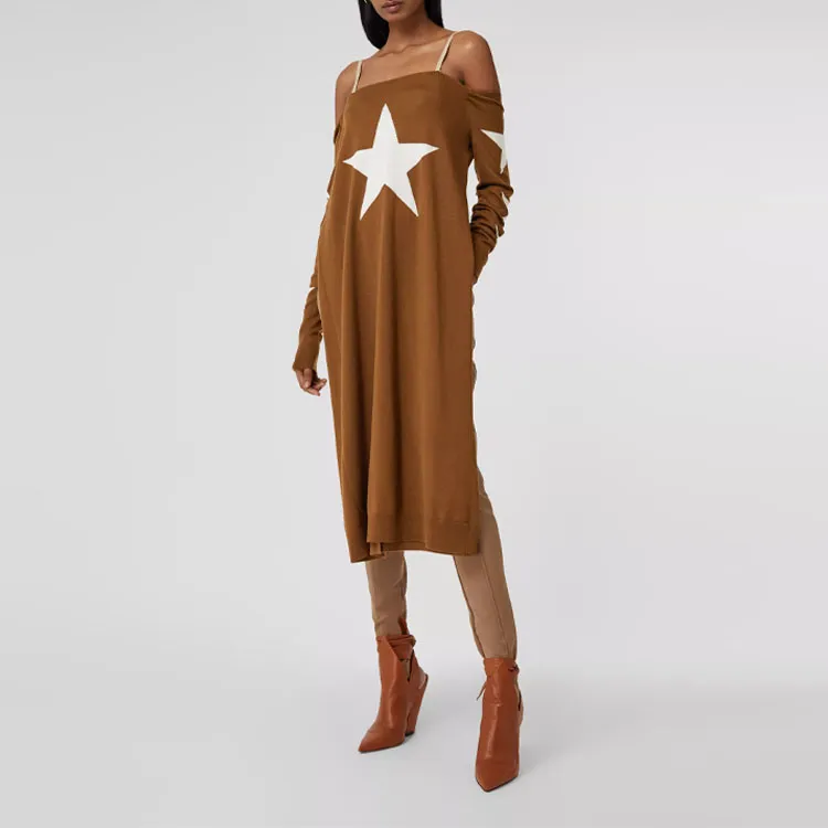 Burberry Long Sleeved Dresses Women's Russet-4
