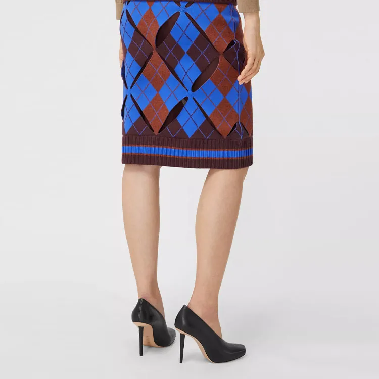 Burberry Casual Long Skirts Women's Bright Blue-4