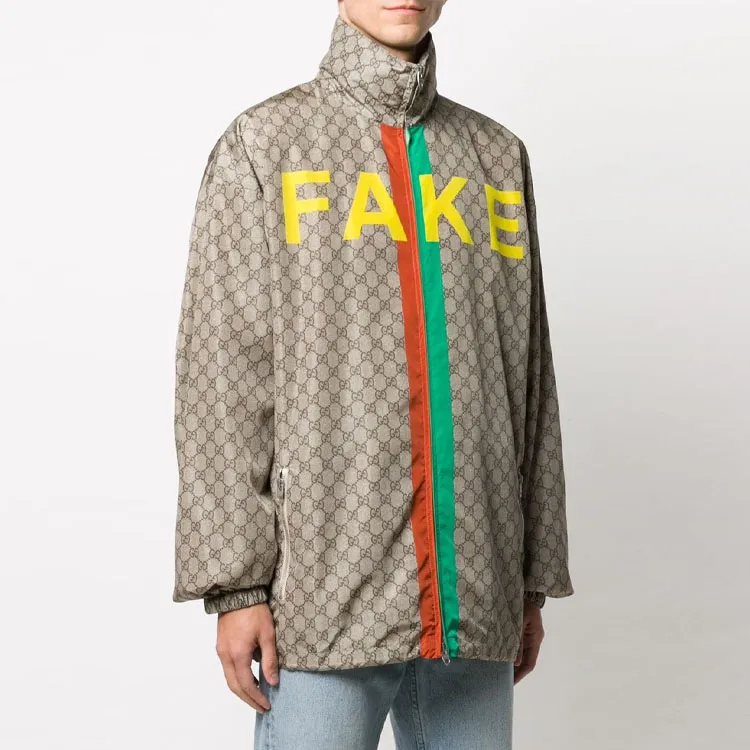 GUCCI Gg Supreme Canvas 'Not Fake' print Jacket-1