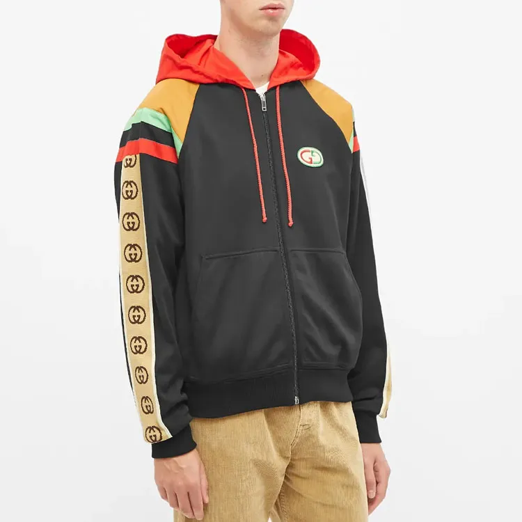 GUCCI Gg Patch Web Stripe Hooded Bomber Jacket-1