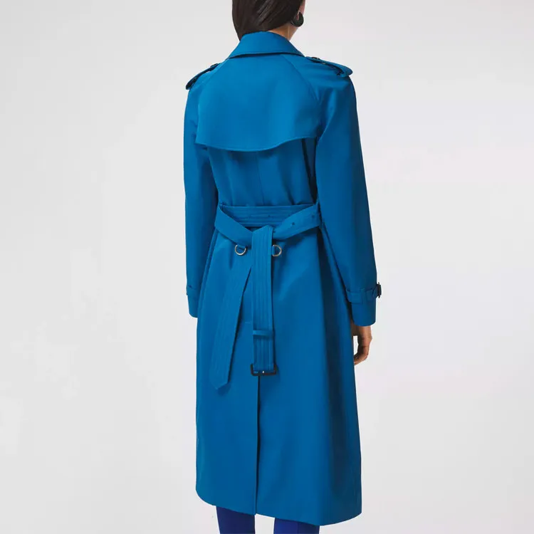 Burberry Trench Coats Women's Dark Sky Blue-4