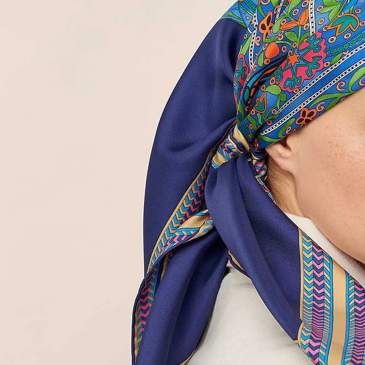 HERMES Silk Scarves Unisex Blue-1